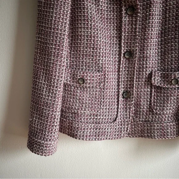 Talbots S 16 Tweed Pink Elegant Classic Button Front Blazer Jacket - Picture 5 of 12